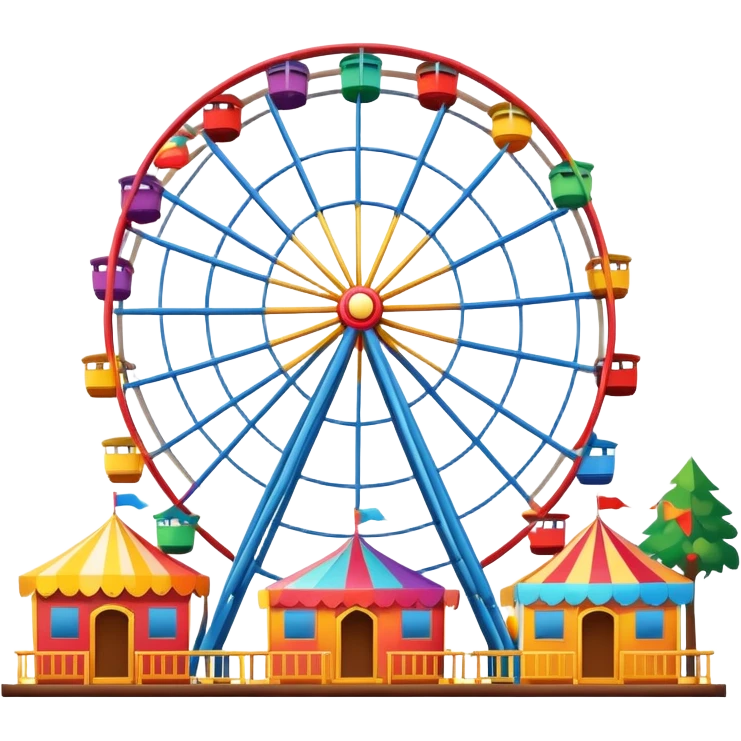 ferris wheel with colorful cabins, festive atmosphere emoji
