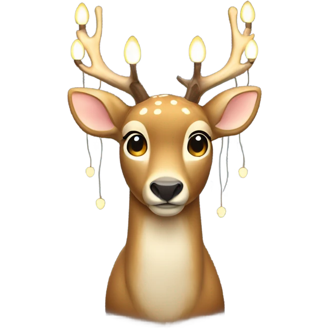 Deer with 8 warm white hanukah lights on antlers  emoji