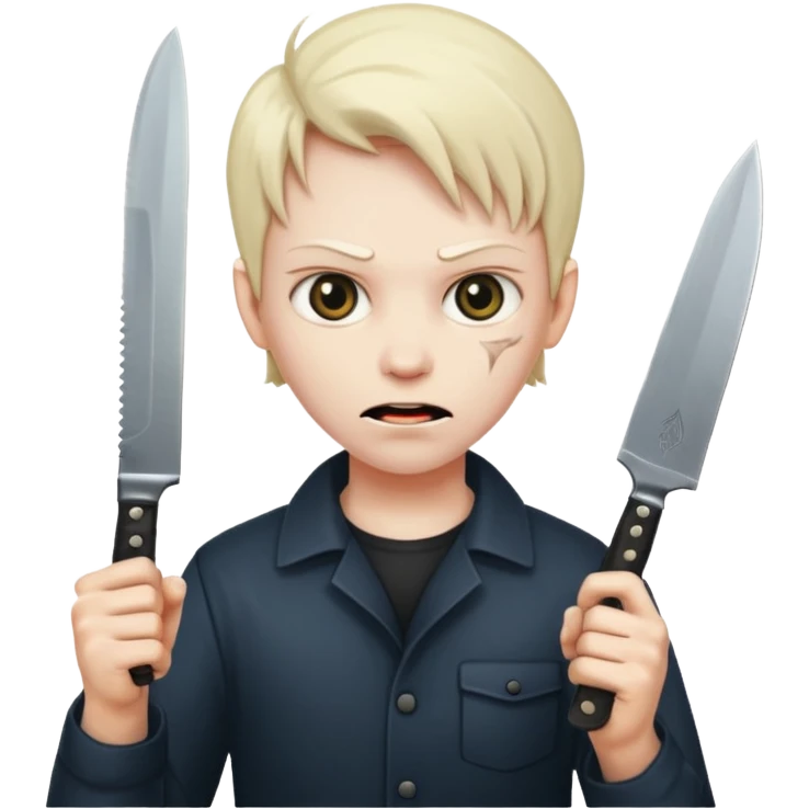 a evil face with a knife in their hand and te emoji tu be just the head and the hand with the knife emoji