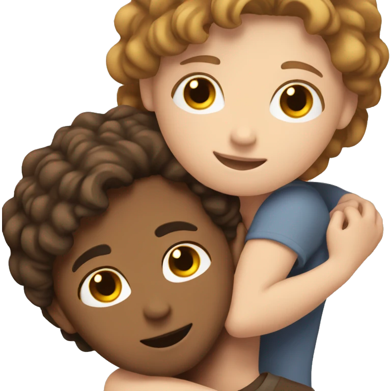White girl with brown hair hugging white guy with brown hair emoji