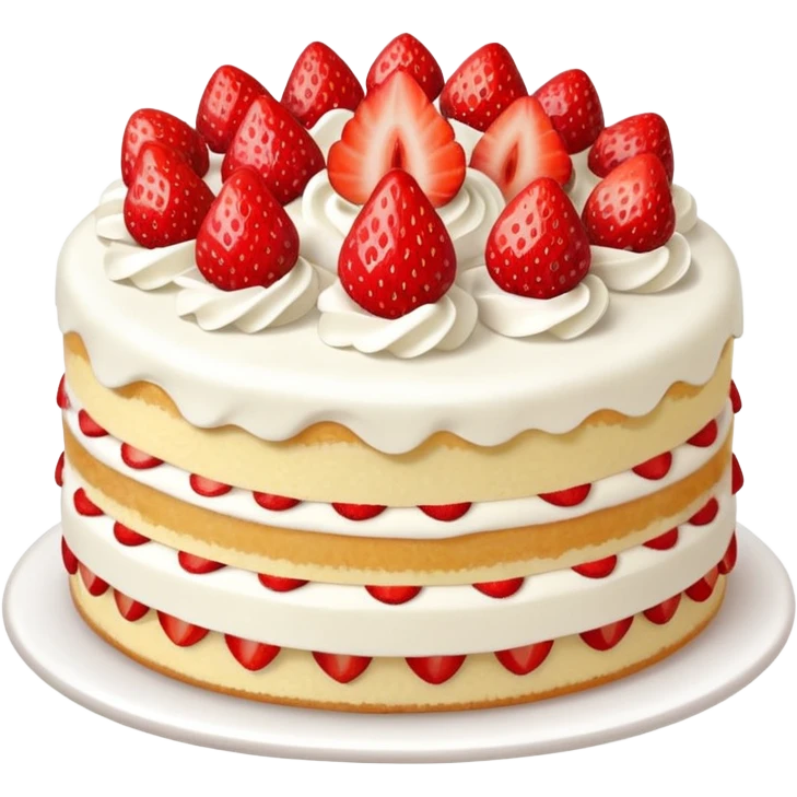 Tasty vanilla strawberry cake cartoon style  emoji
