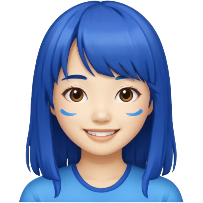asian girl with bluebang emoji