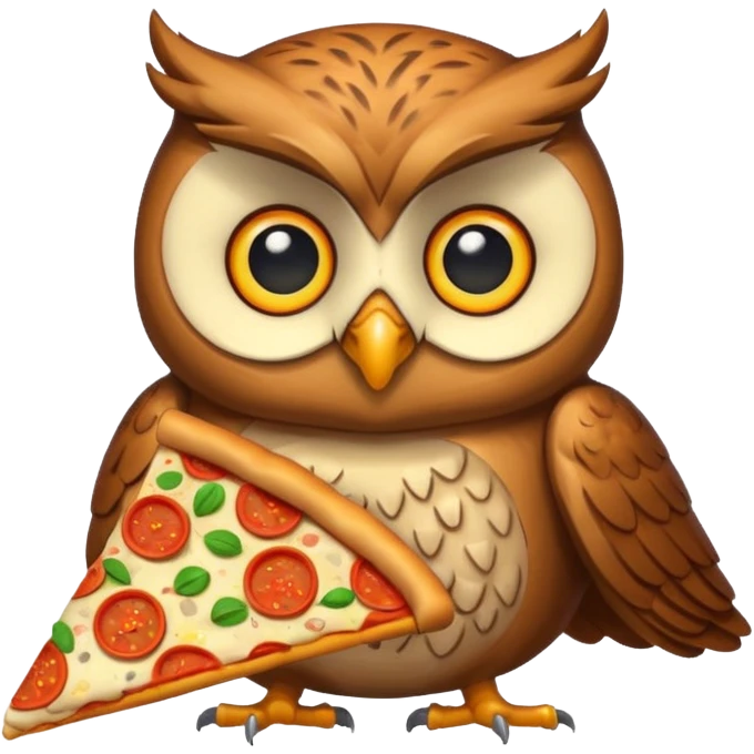 un gufo che mangia la pizza in formato emoji emoji