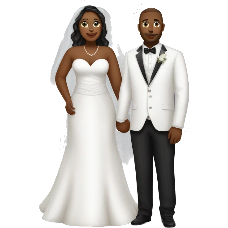 Plus size couple wedding white emoji