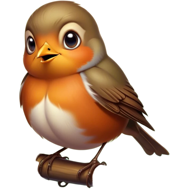 Cinematic Comical Robin Portrait Emoji, Head tilted dramatically with an exaggeratedly shocked expression, featuring a petite, vibrant form with wide, comically expressive eyes full of playful disbelief and a subtly animated beak, Simplified yet hilariously expressive features, highly detailed, glowing with a slightly sassy glow, high shine, dramatic yet playful, stylized with an air of cheeky woodland mischief, soft glowing outline, capturing the essence of a meme-worthy robin that looks ready to side-eye its way into viral fame! emoji
