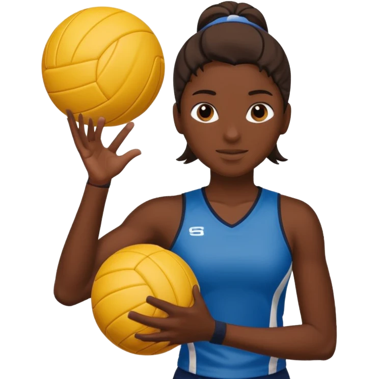 volleyball player, dark skin, with volleyball ball emoji