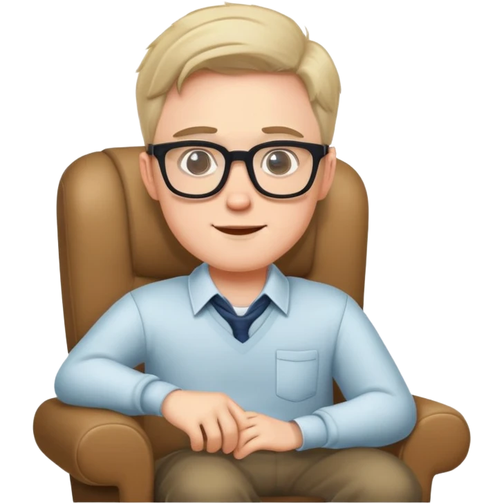 A nerdy white guy sitting in a chair emoji