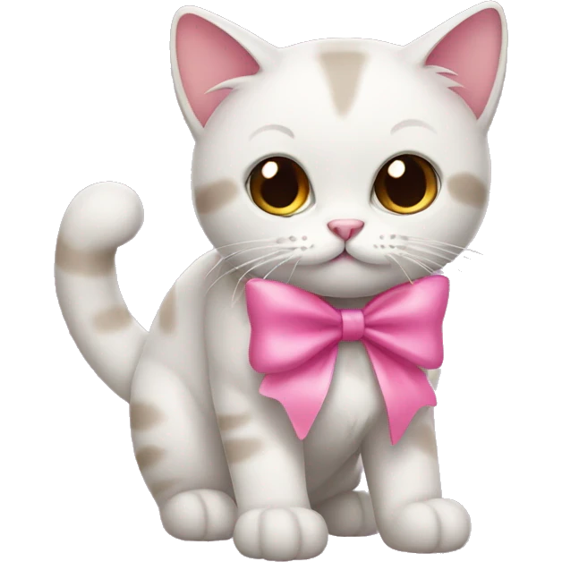 Cat with a pink bow emoji