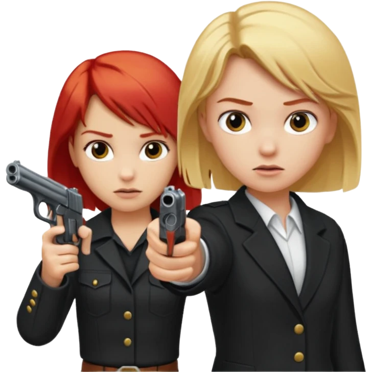 make a blonder haired gurl pointing a gun at a red headed boy emoji