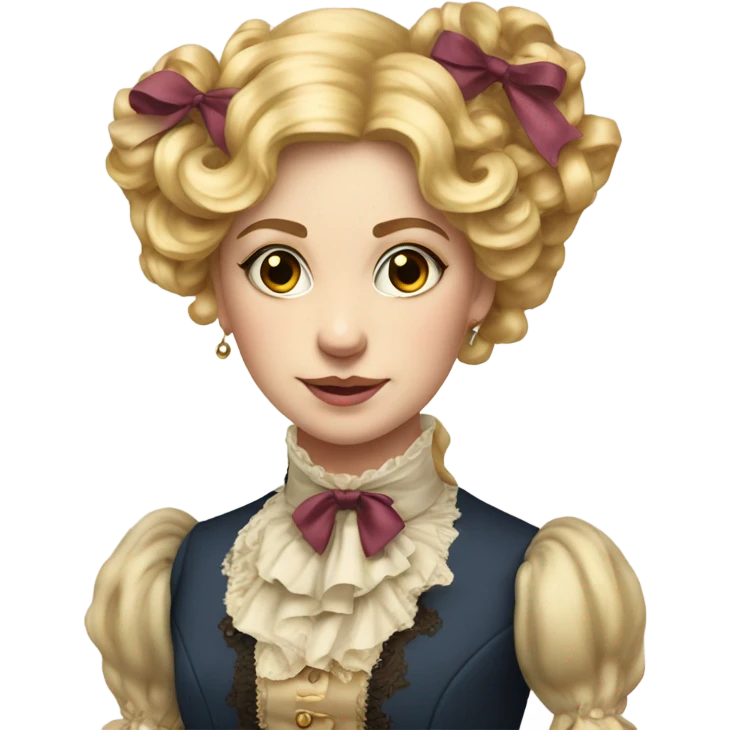 Wealthy Victorian girl with blonde sausage curls with ribbons very detailed and realistic emoji