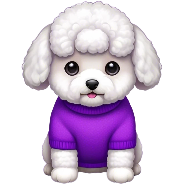 White Bichon wearing a purple sweater emoji