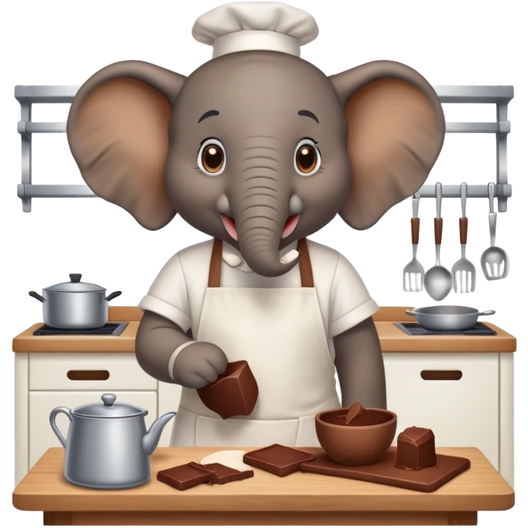A elephant making chocolate emoji