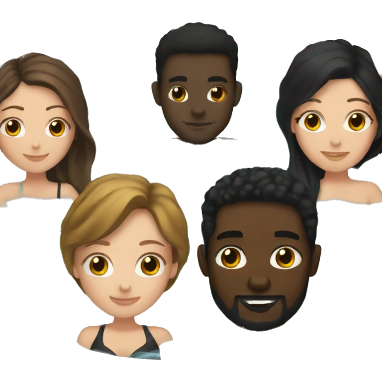 White women with brown hair and black man with black hair sitting in hot tub emoji