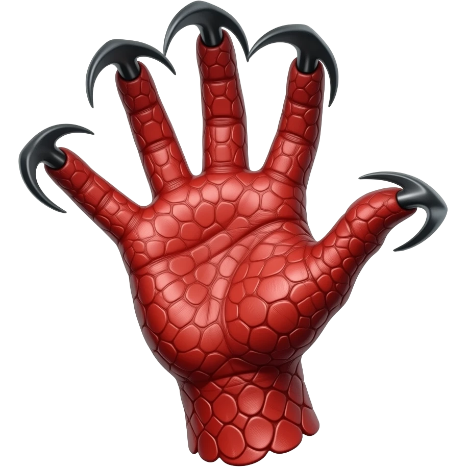 hand with red scales and black hooked claws emoji