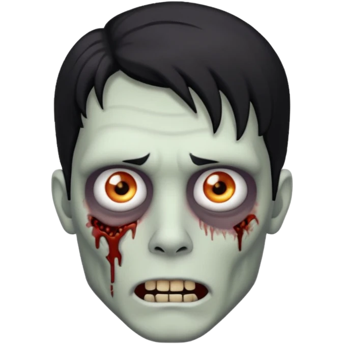 Zombie cabelo liso ondulado preto masculino  emoji