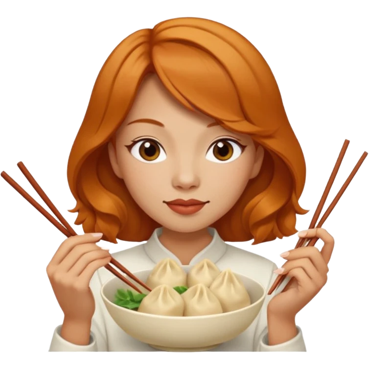 dumpling eating ginger woman emoji