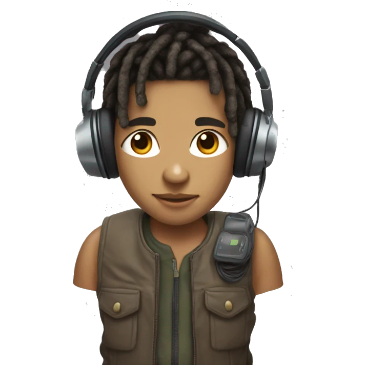 Lightskin Boy With Dreads with headset on head and cotroller in hand emoji