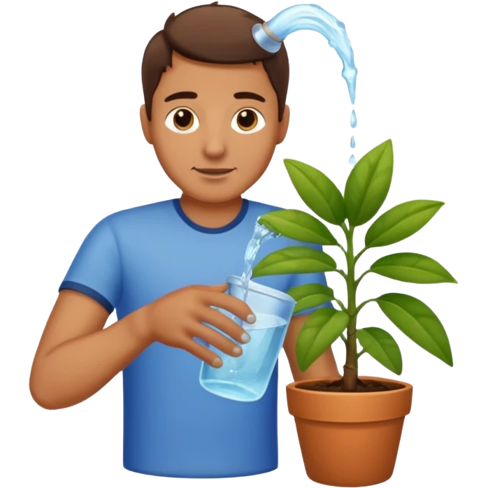 MAN pouring water for the plant emoji