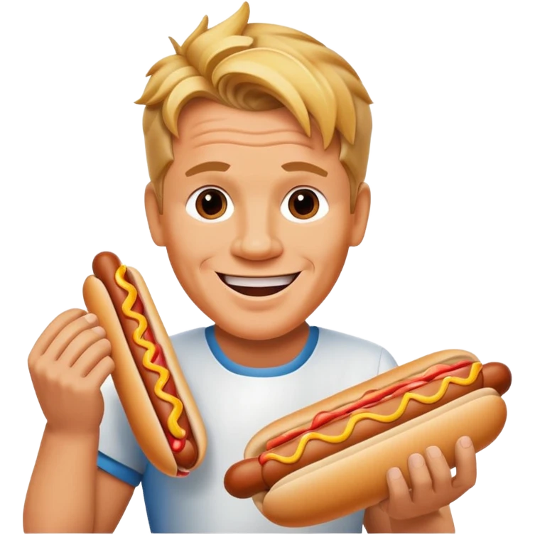 gordon ramsay hold a hotdog, happy smile emoji