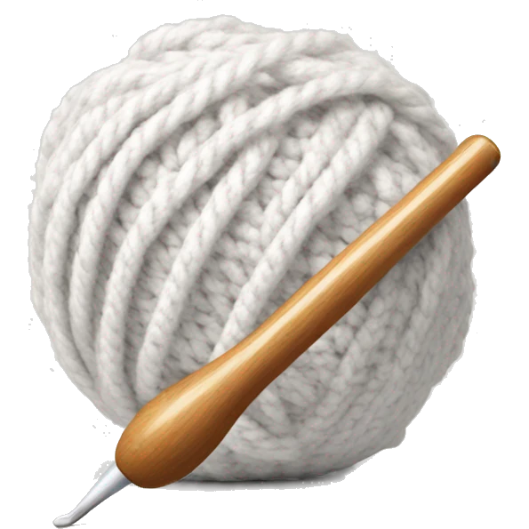 Crochet hook and white ball of yarn emoji
