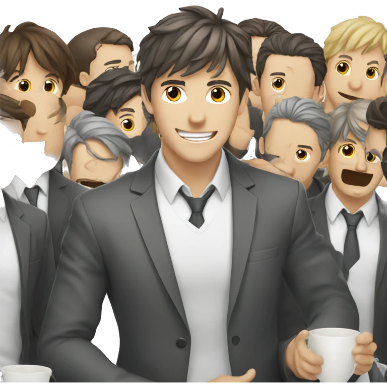 white anime men with win cup emoji