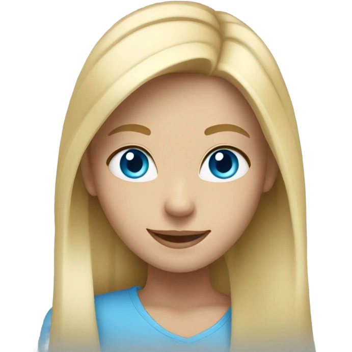 smiling blonde girl with blue eyes portrait emoji