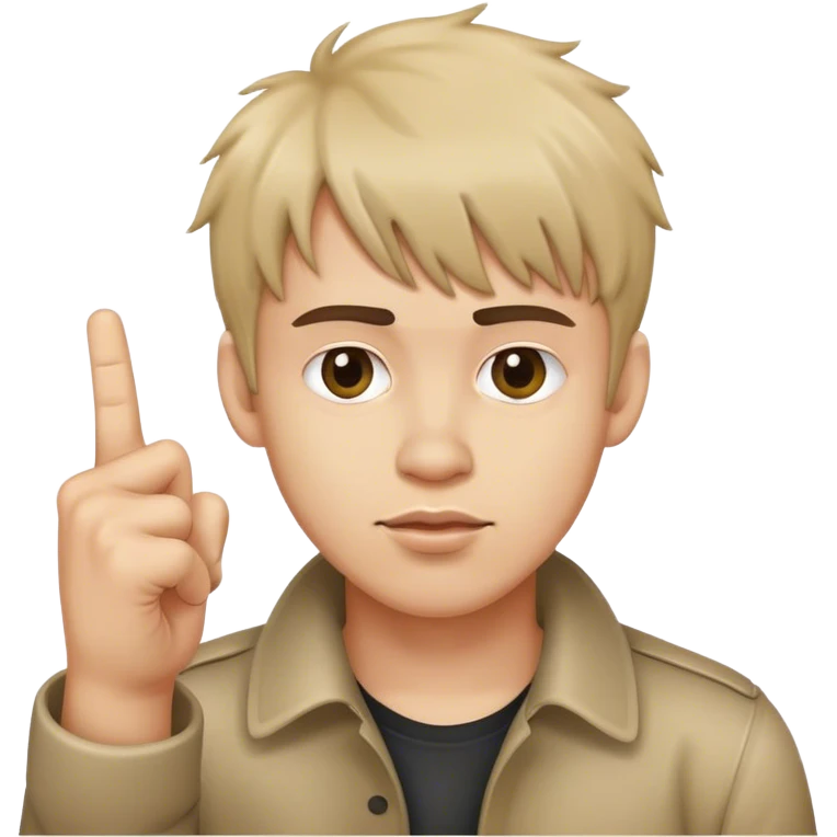 man with a messy fringe hair style giving the finger  emoji