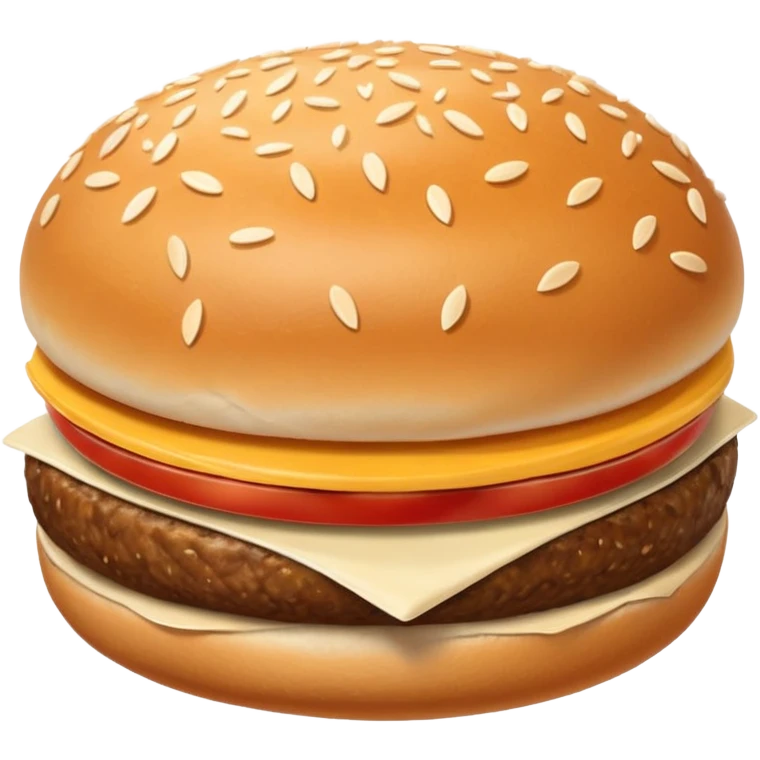 single hamburger bun, smooth golden-brown domed top with white sesame seeds, soft pillowy base, clean edge, no filling or extras, soft lighting, subtle shadows, emoji scale emoji