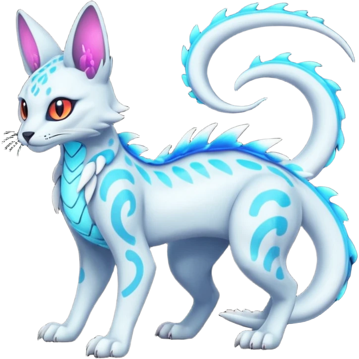 Neon Vibrant Pulsating Trail-glowing Chromatic Trico-Serval-Absol-Salamence-Silvally-Dragon-Snake-fusion-hybrid emoji