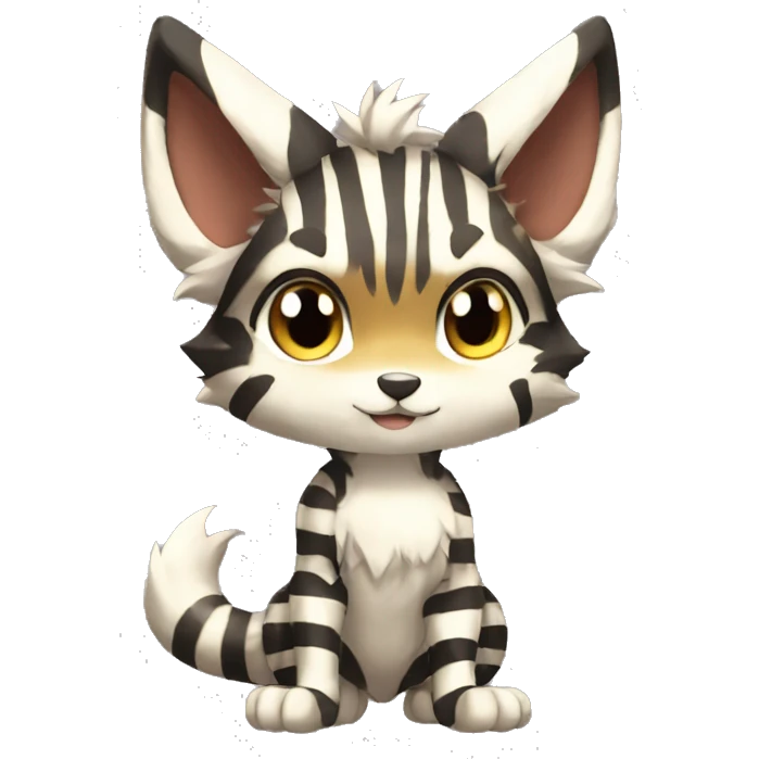 shiny, striped, Kemono-style, Chibi, Anthro-Fur-Sona-Fakémon, Full Body emoji