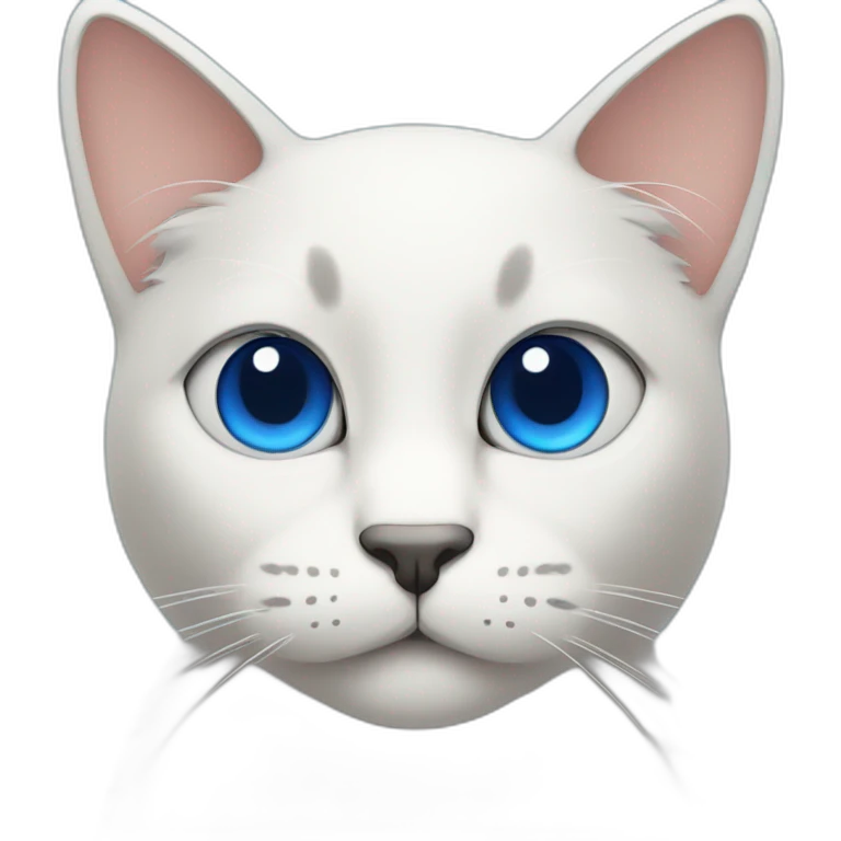 Blue simplistic sketch of a cute cat face emoji