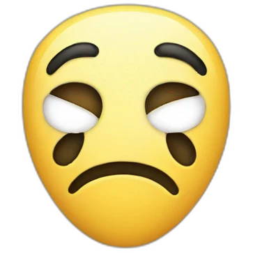 A sad emoji wearing a happy mask emoji