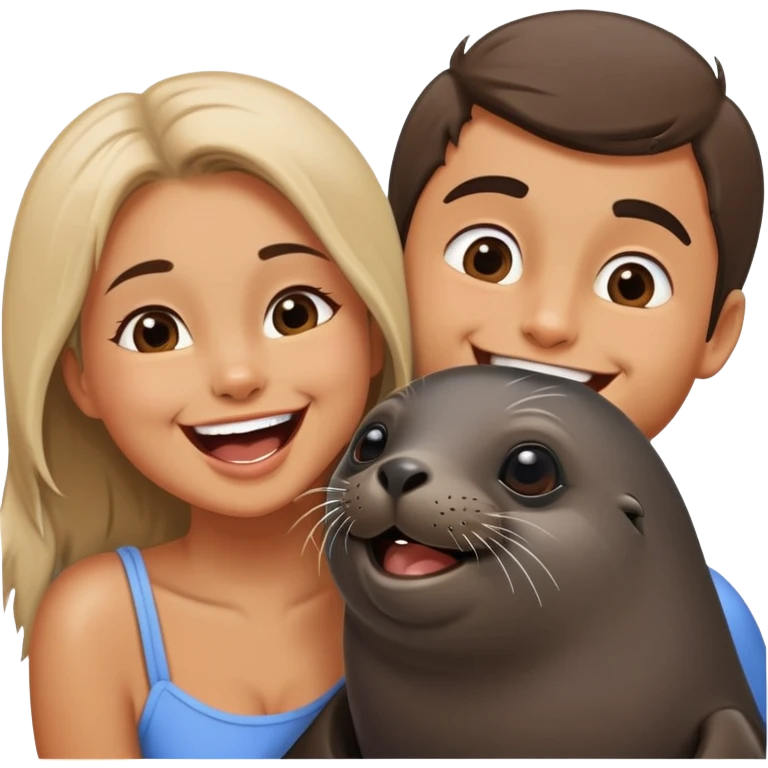 funny fur seal with girl and boyfriend couple emoji