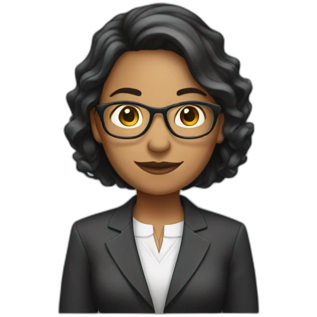 Profesora cabello oscuro, largo con computador emoji