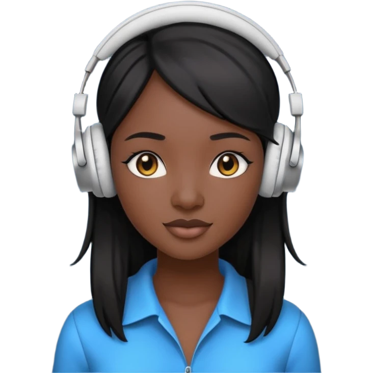 African Virtual Assistant with Black Hair with headphone on emoji
