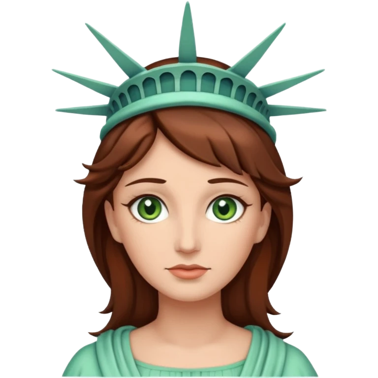 Lady Liberty with green eyes, brown hair emoji