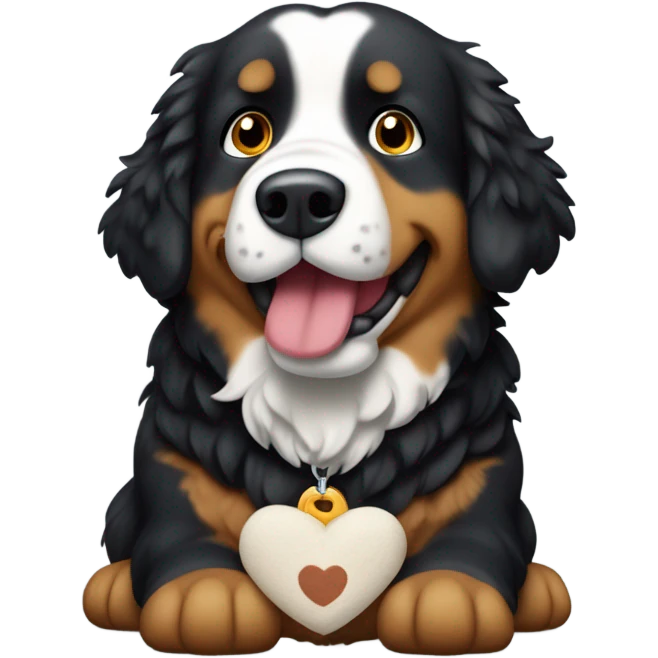 Berner sennen dog with a plushie in his mouth emoji