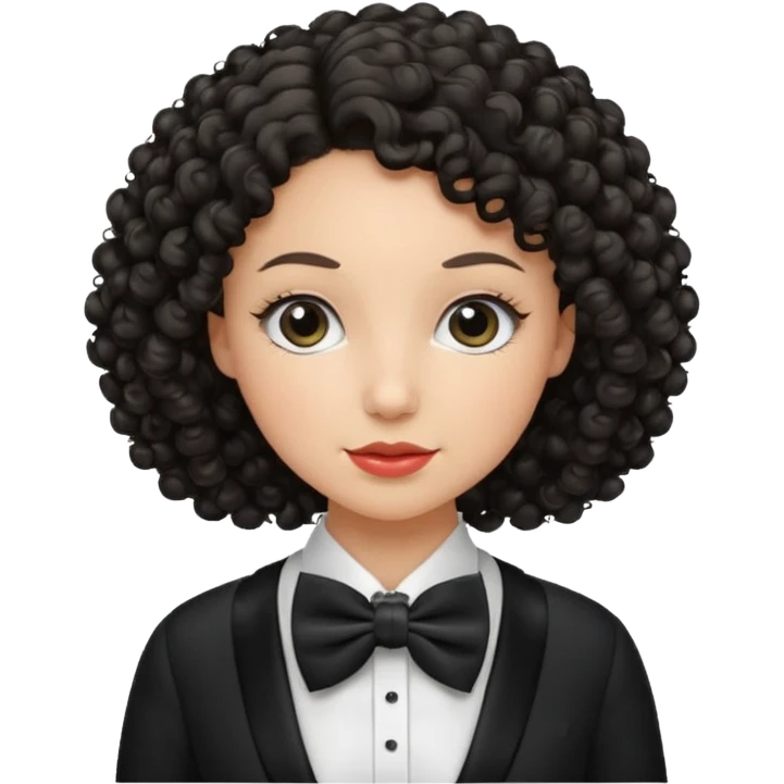 Curly-haired woman wearing bow ties emoji