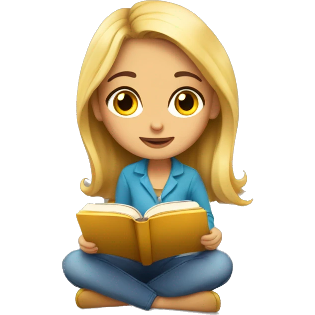 Una chica leyendo un libro cute emoji