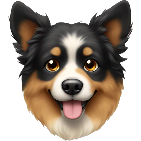 Black and Tan fluffy dog with pointy ears  emoji