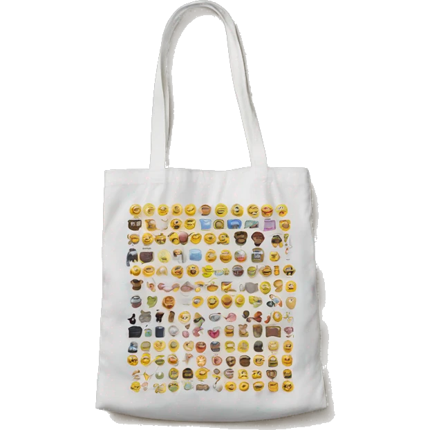 Tote bag with many keychains emoji