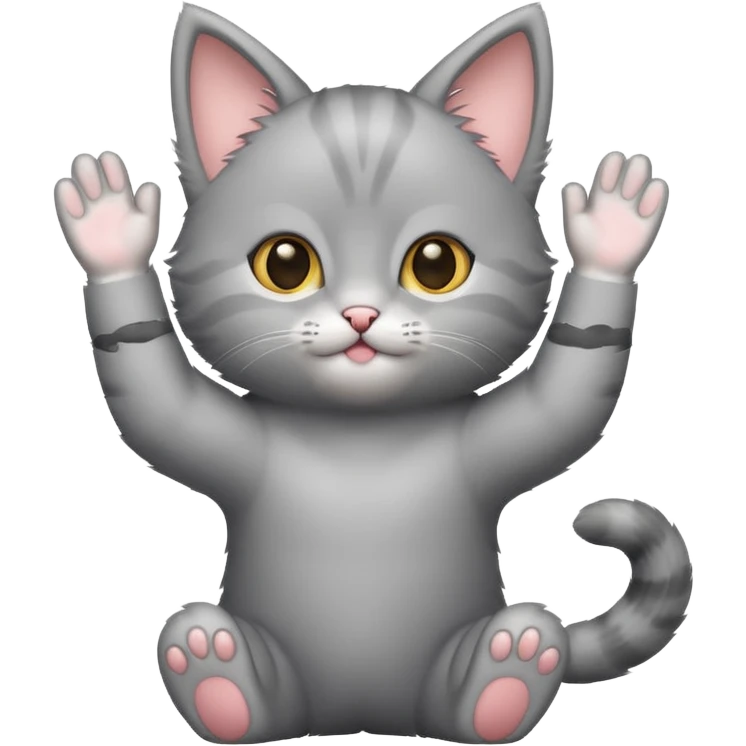 Gray kitten with arms up  emoji