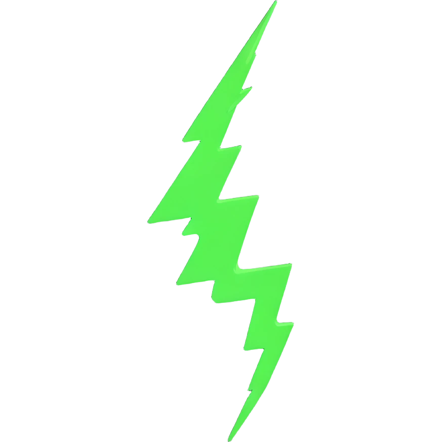 green lightning bolt, outlined with slight shadow emoji