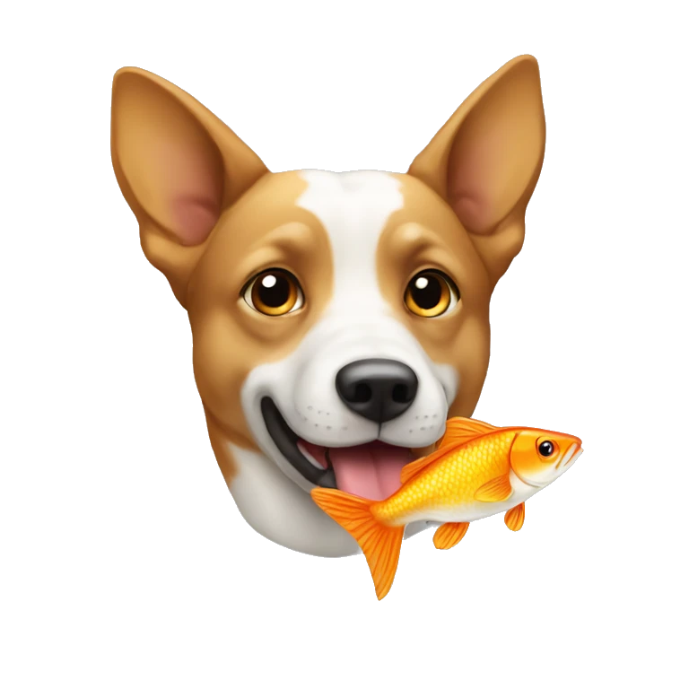 Un chien qui mange du poisson emoji