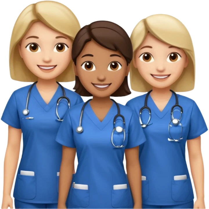 Genera un emogis de 4 enfermeras juntas emoji