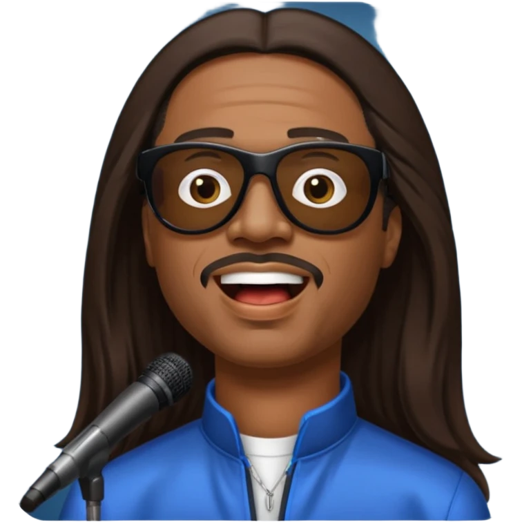 Stevie Wonder with dark brown long hair emoji