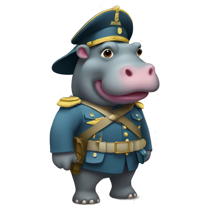Hippo as soldier emoji