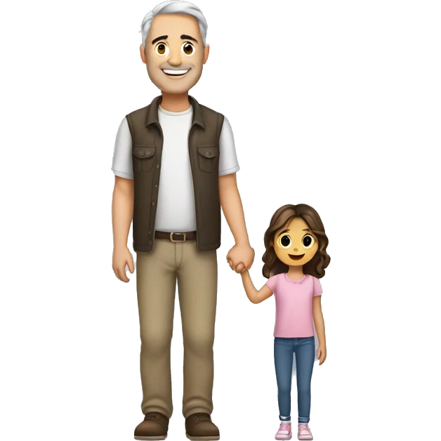 Father hold his daughter's hand white brunette emoji