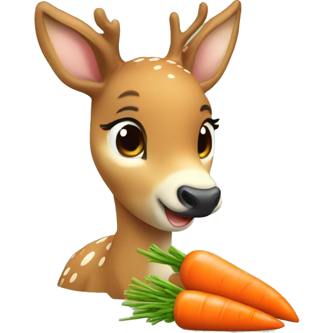cute deer eating carrot ￼ emoji