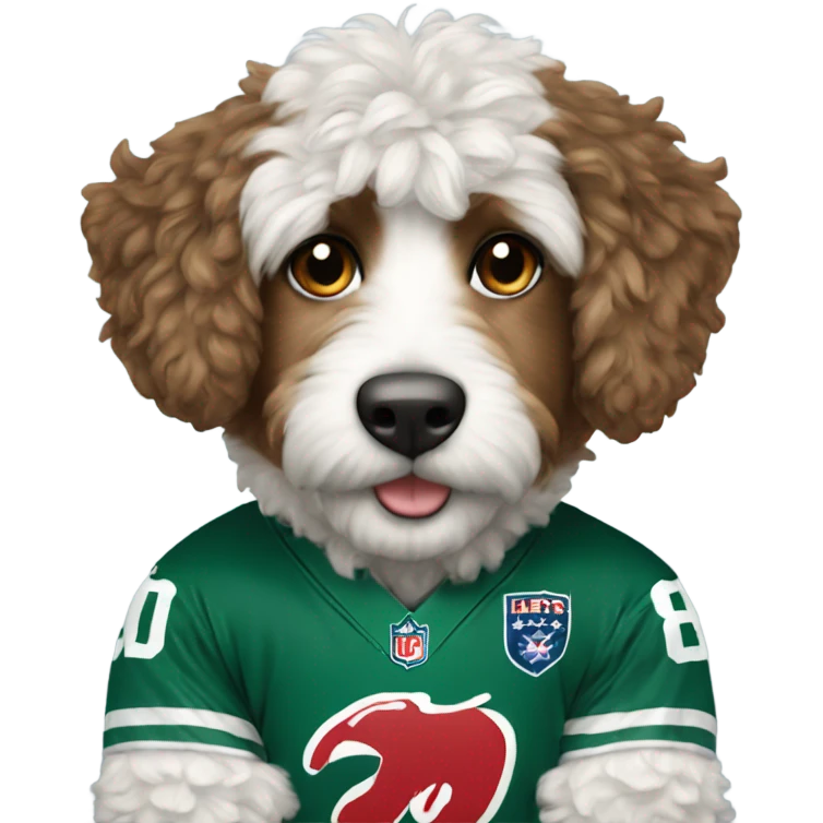 Aussiepoo wearing jets jersey emoji